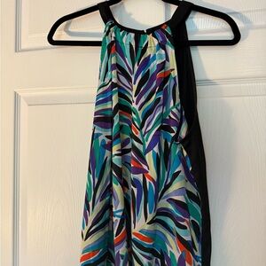 Colorful Leaf Print Halter Top